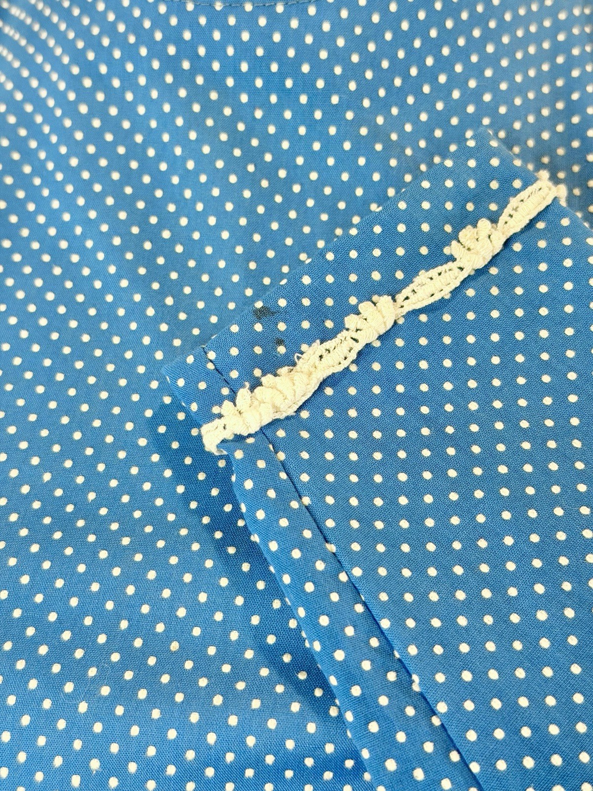 Vintage 1970s Prairie Dress Swiss Dot Cottagecore Romantic Elegant 70s Blue