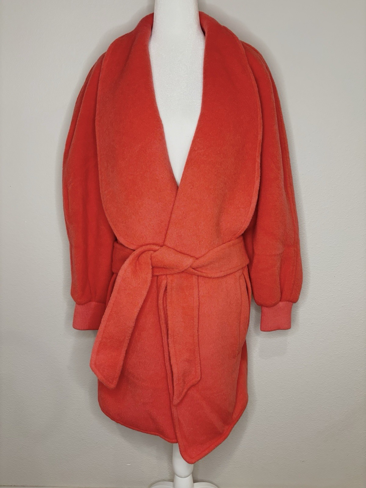 Rare VTG Claude Montana Coral Llama Cashmere Blend Oversized Robe Coat Size S/M