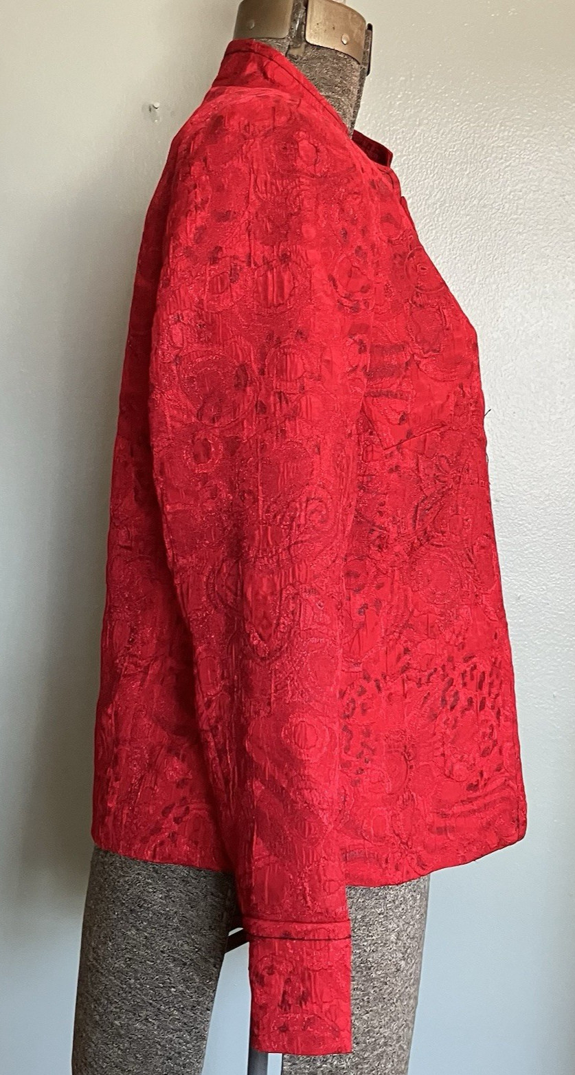 Vtg 80s Erin London Red Jacket Hook & Eye Closure Lightly Padded Shoulders