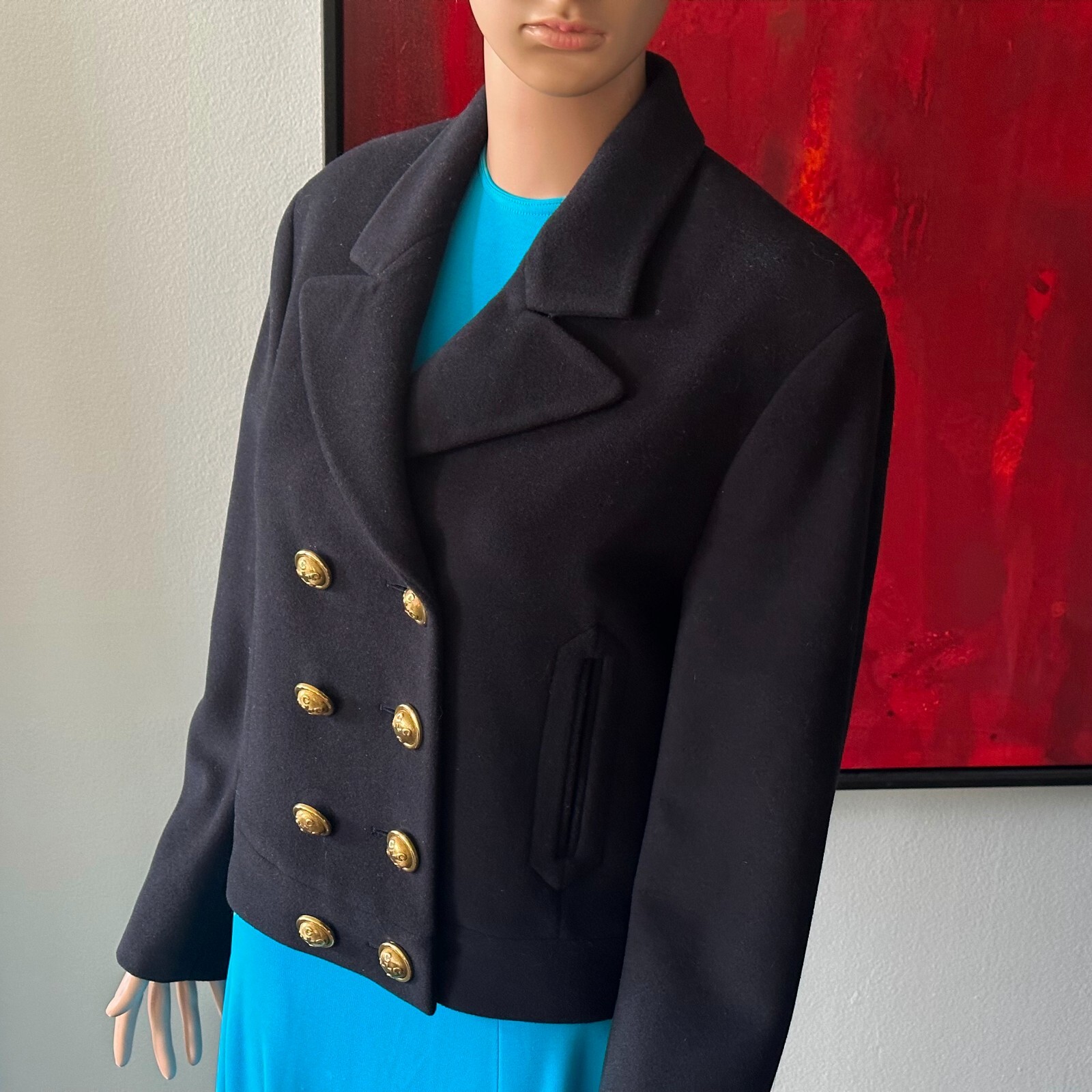 MOSCHINO CHEAP and CHIC blue navy wool & mohair jacket size 42 from F/W 1992/93