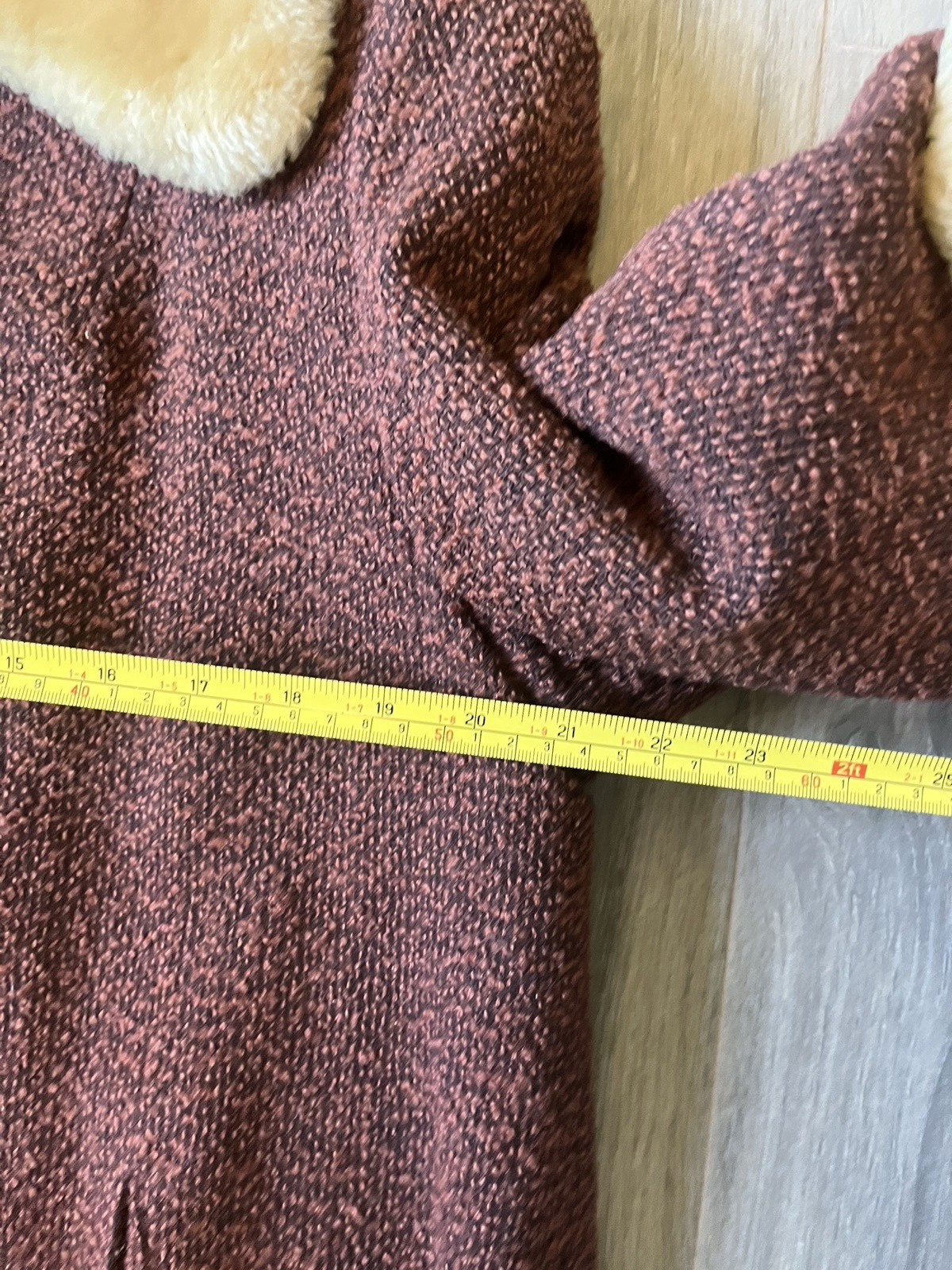 Womens Vintage 1960s Swing / MCM Shearling / Brown Wool Tweed Coat Sz M/L