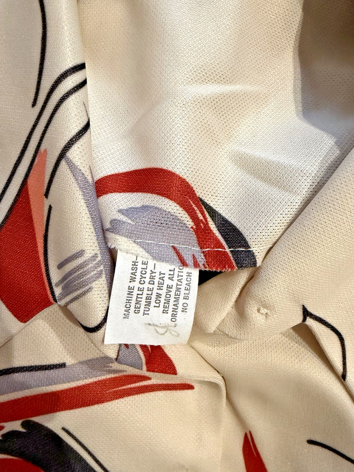 Vintage 1960s Beige Knit Abstract Pleated Shirtwaist Dress Small