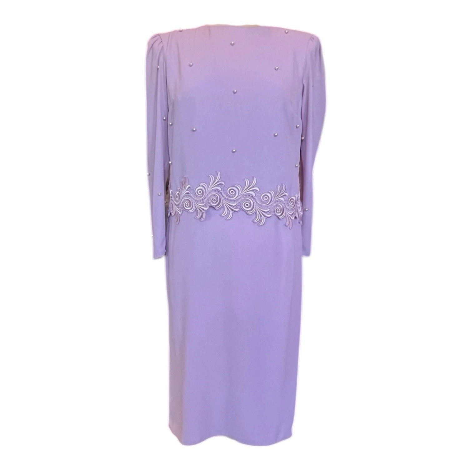 VTG Miss Elliette Chiffon Dress Women’s Size 6 Pink Embroidered Beaded Gown 90s