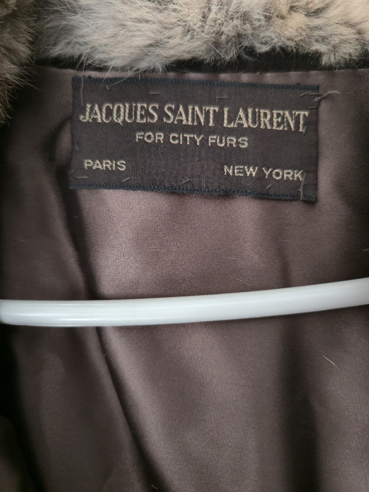 Jacques Saint Laurent Brown Beige Fur Coat Women’s Regular Paris New York Style
