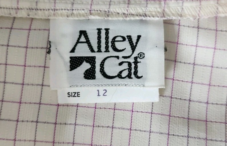 Vintage New Alley Cat Size 12 Women’s Pink White Pussybow Blouse Top NOS NWT