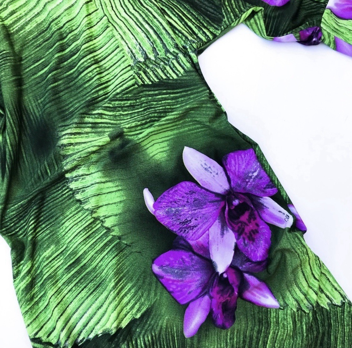 Vintage Runway & Magazine Roberto Cavalli Purple & Green Floral Dress M – XL