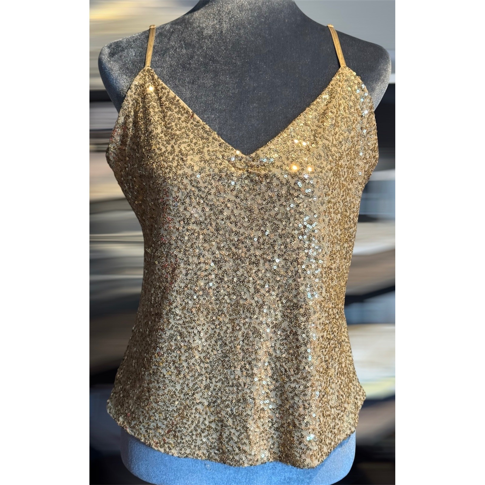 The Limited Y2K Shimmering Gold Sequin Cami Tank Top 10/2005 Size XL
