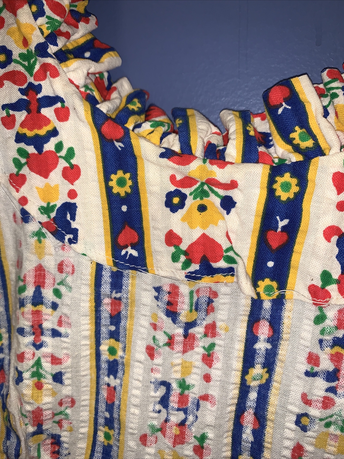 Rooster Horse Fair Isle Holland Print, Cottage Core Praire Dress