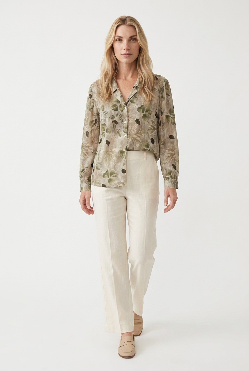 Vintage 80s/90s 100% Silk Long Sleeve Floral Design Y2K Blouse Size M Retro