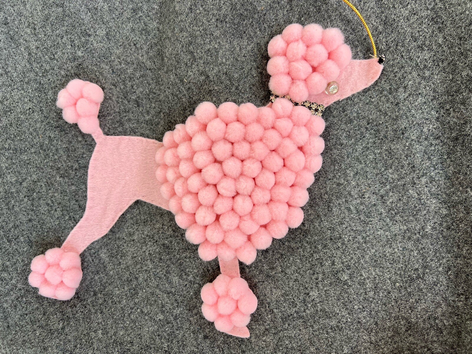 VTG 1950’s Felt Gray Pink Jewel Popcorn Poodle Dog Crinoline 360 Skirt EXCELLENT
