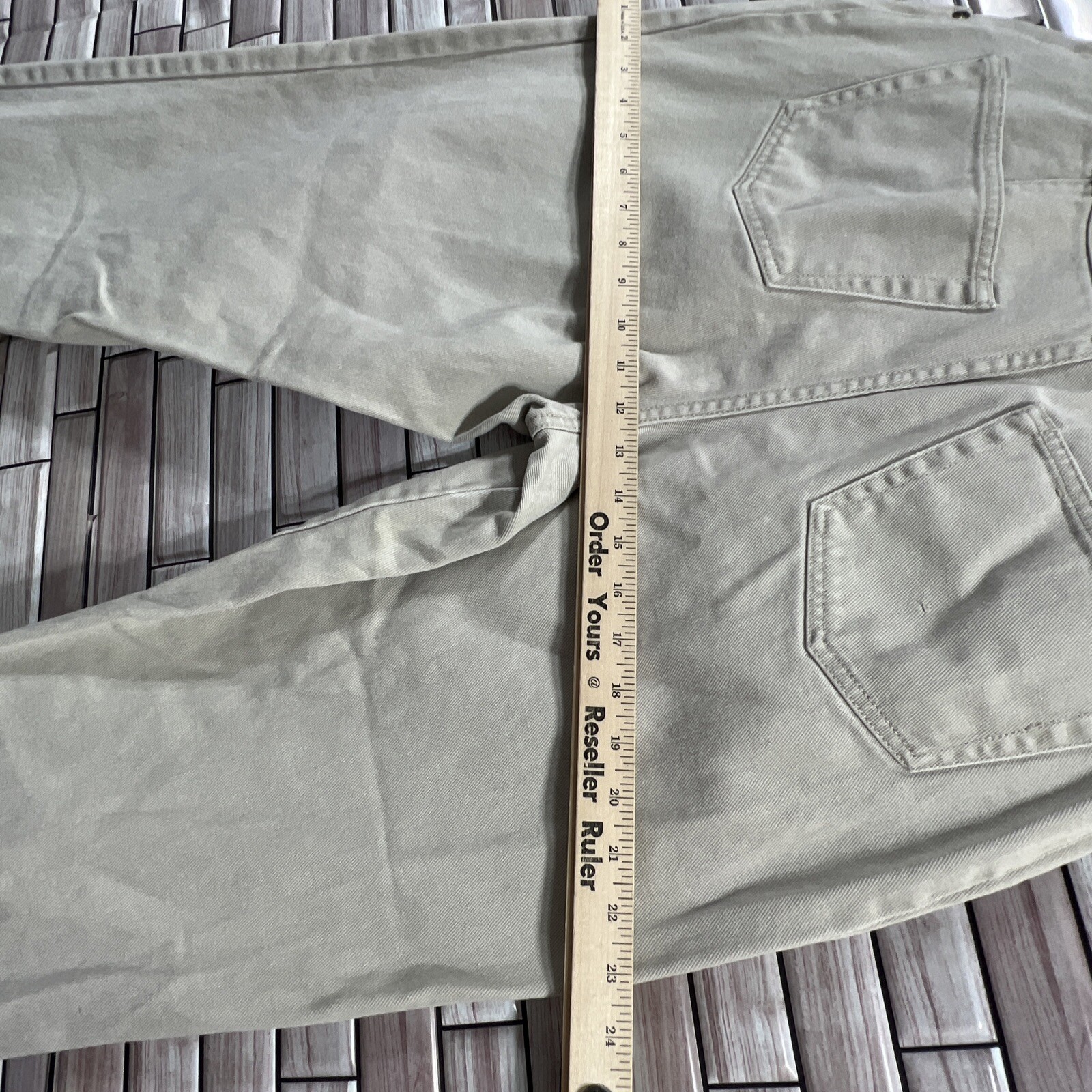 Y2K Eddie Bauer womens 2 Tall hight waisted pleated front denim beige Cotton VTG