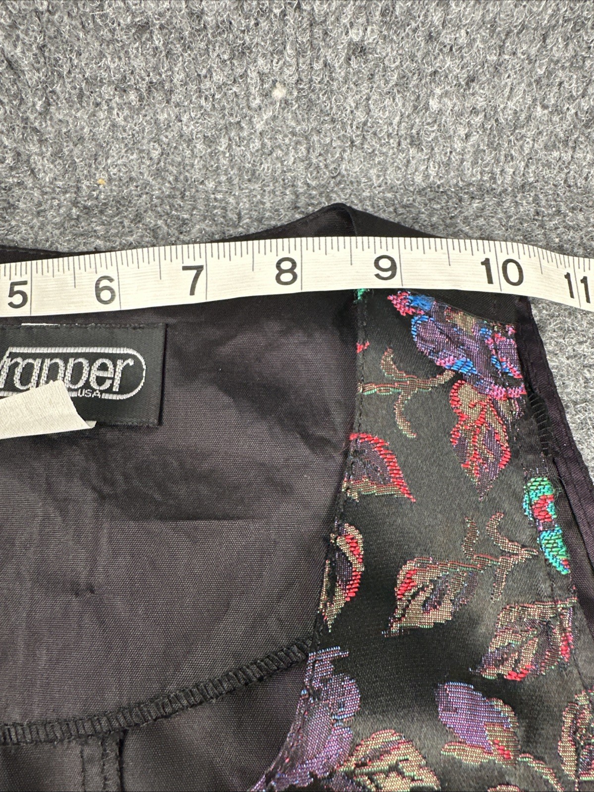 VTG 80s WRAPPER Floral Brocade Multicolor Holographic Tapestry Vest USA Women S
