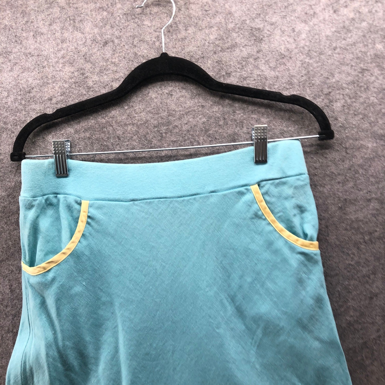 Vintage Y2K Martha B 100% Linen Skirt Size 4 Aqua Knee Length Pull On Low Rise