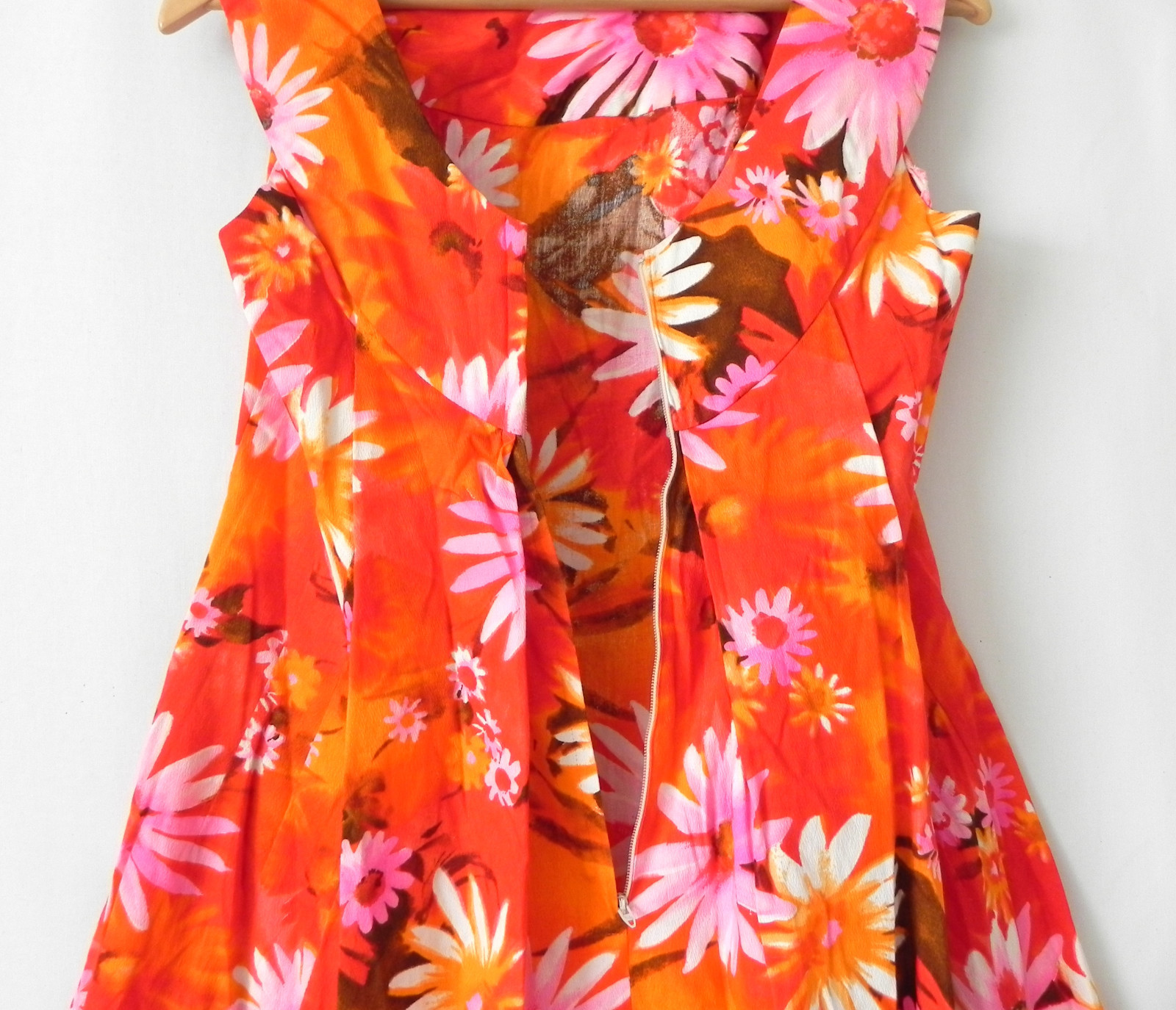 Vtg Sample Shop Waikiki Hawaii Maxi Dress Vibrant Color Floral Flared Size S