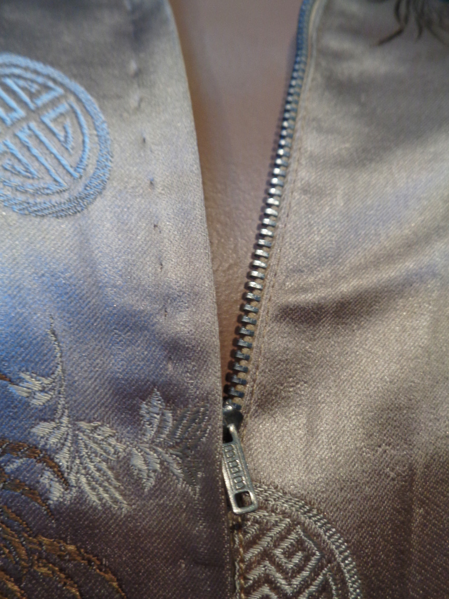 Vintage Tan Satin Brocade Dress and Matching Jacket B36