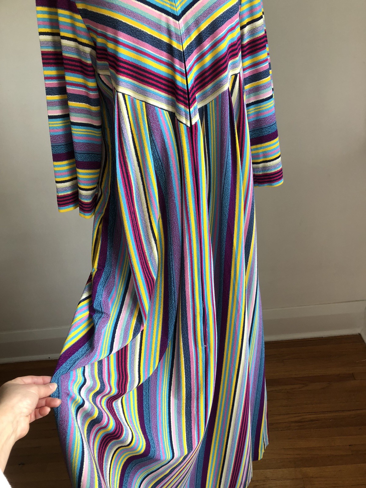 STUNNING VTG NWOT DELA-ANN Loungewear Striped Terrycloth Housedress Caftan M/L