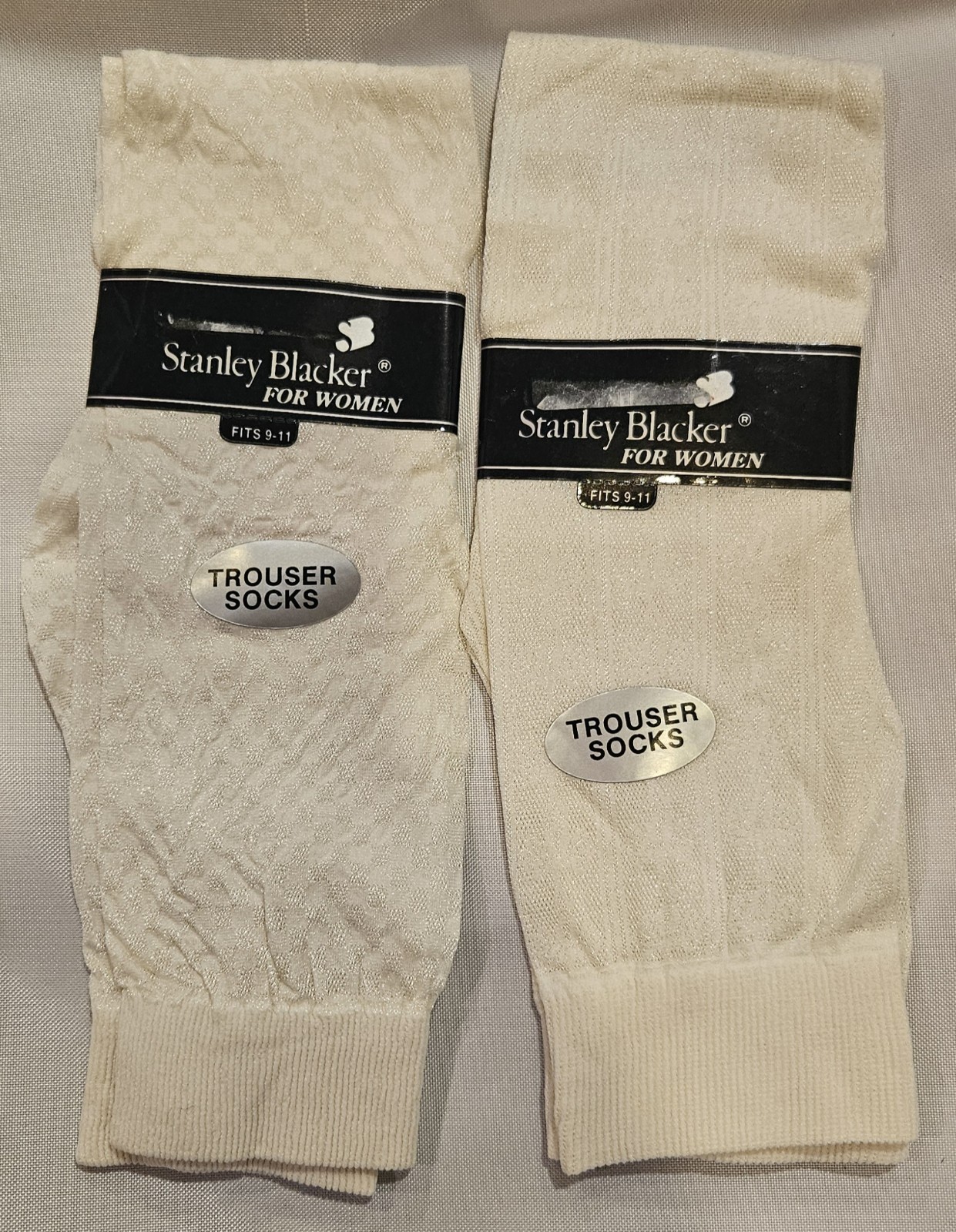 Vintage Stanley Blacker Women’s Trouser Socks NOS 100% Nylon Ivory Ecru 9-11 USA