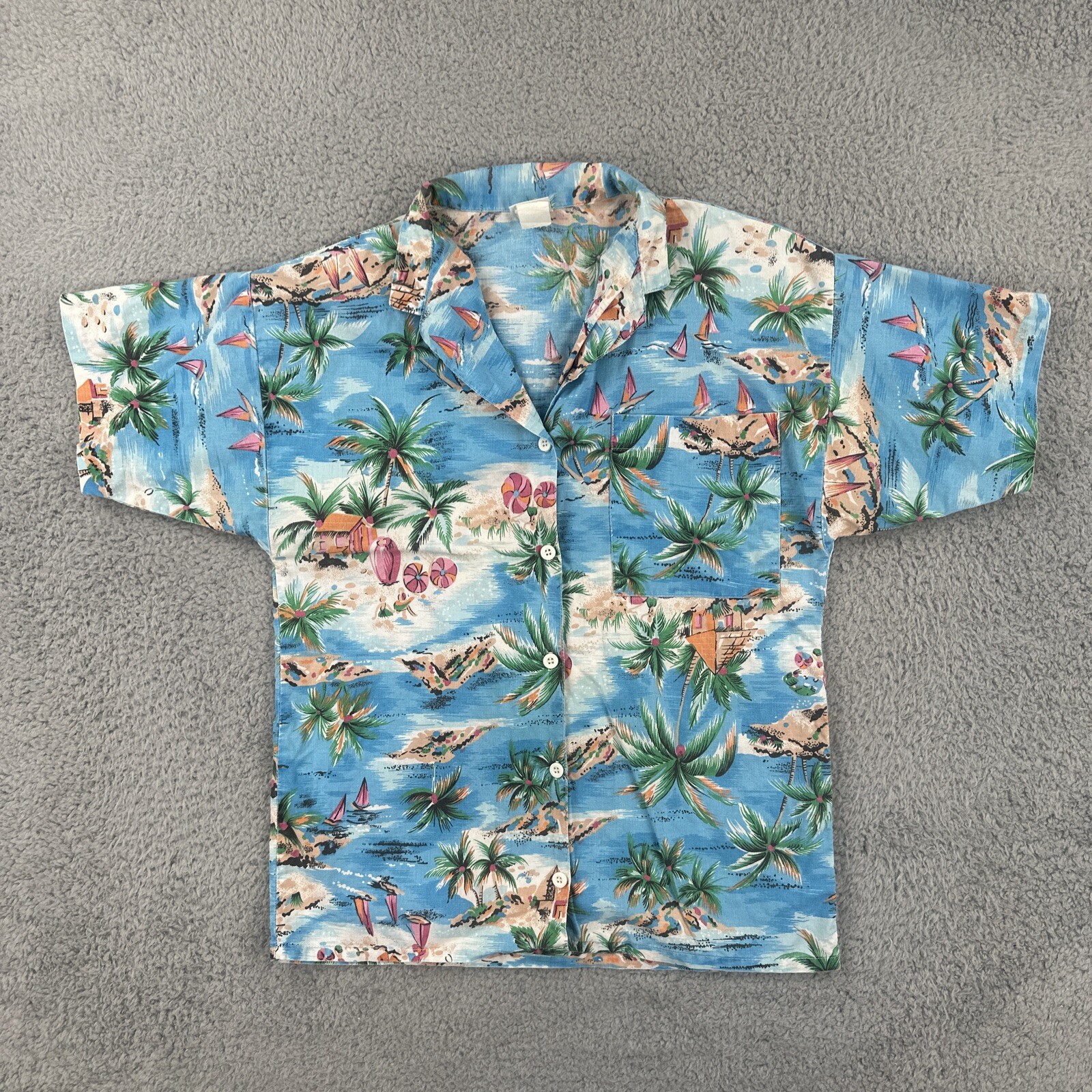 Vintage Palmetto’s 90s Women’s Size S Hawaiian Beach Camp Button Up Shirt EUC