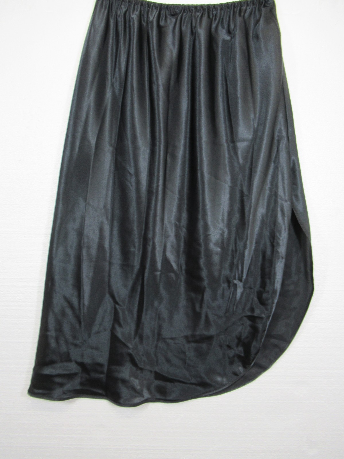 Vintage Farr West Shiny Liquid Satin Half Slip Women Large Black Side Slit