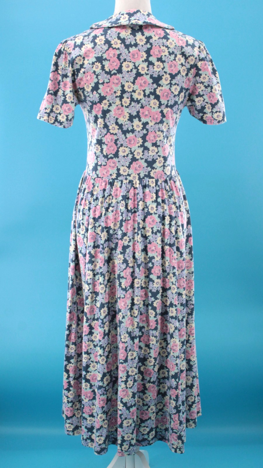 Vtg Womens 80s 90s 2Pc Navy Pink Floral Laura Ashley Mother/Child Dress & Romper