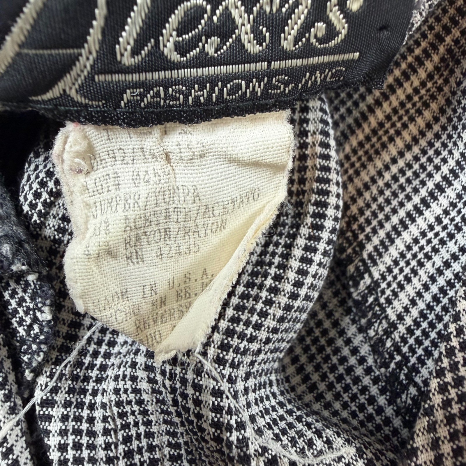 Vintage Butter Mom Alexis Fashions Black White Check Button Front Lace Up Dress