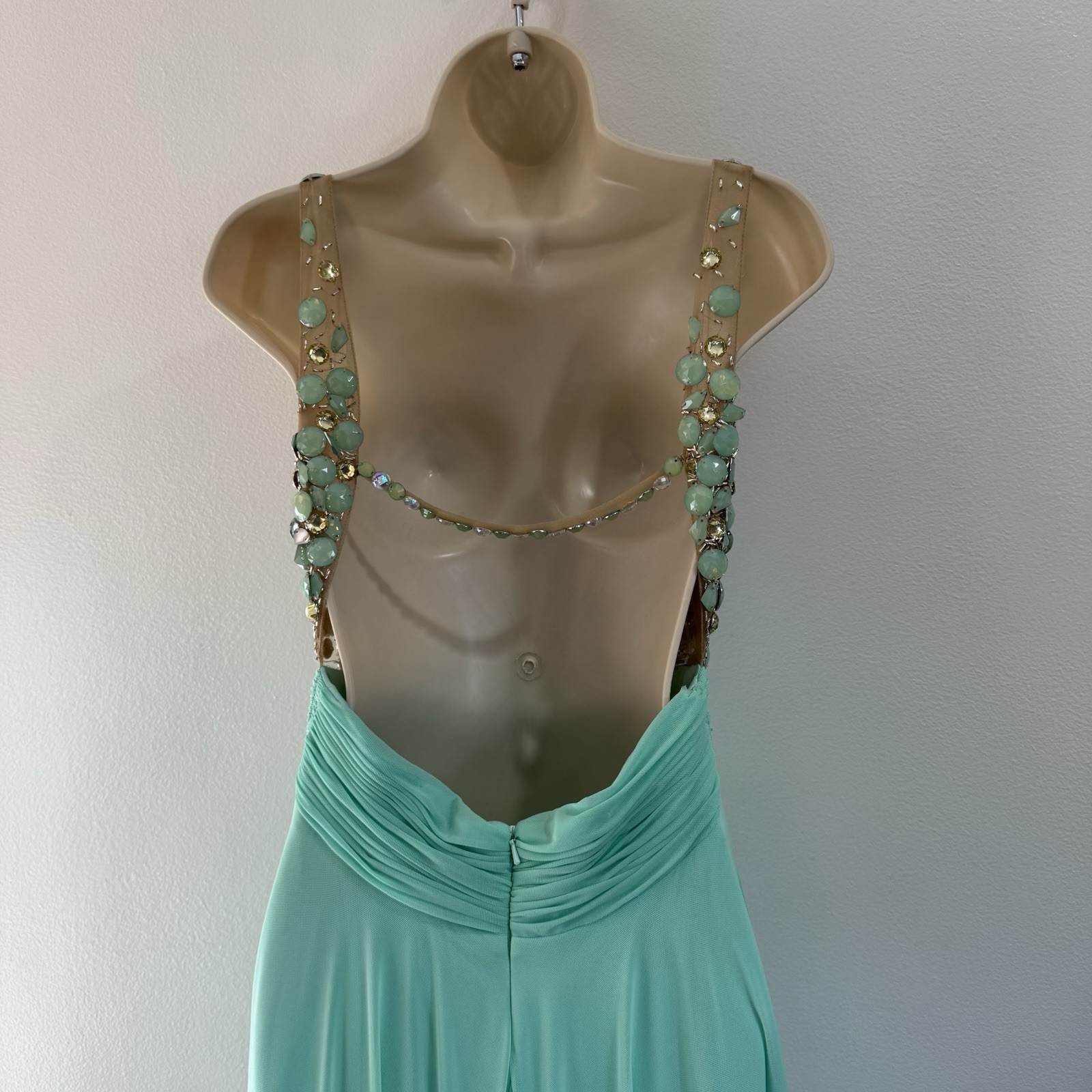 Vintage Y2K 90s Dress 6 Prom Homecoming Formal Jasmine Mermaid Beaded Turquoise