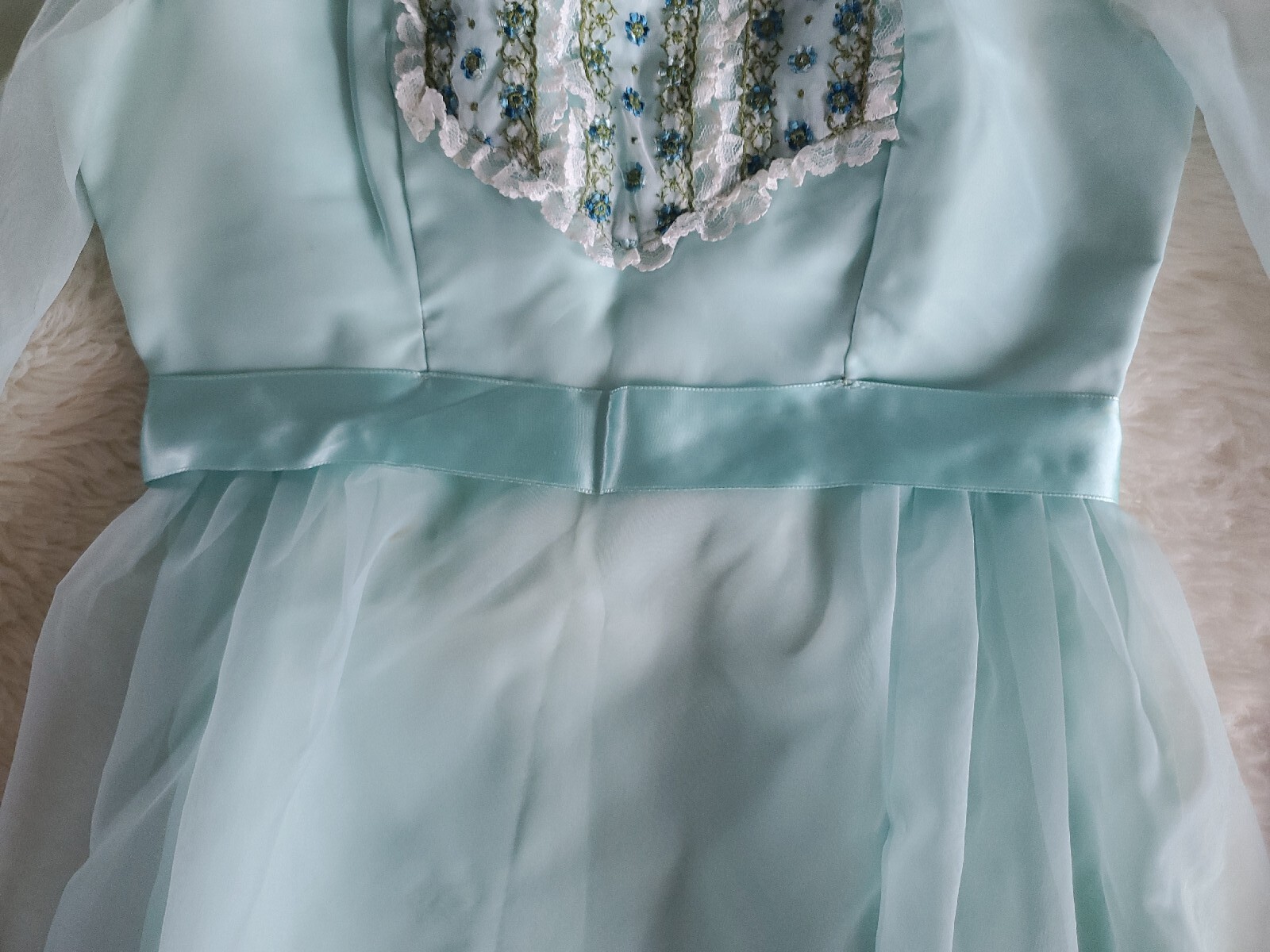 Vintage Dress 60’s Long Formal Wear Theatre Costume Mint Green Size Small 🇺🇸