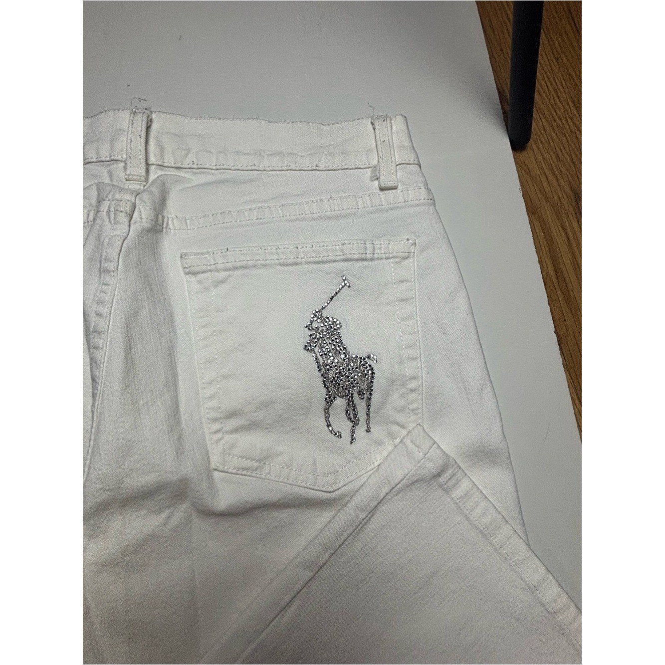 Ralph Lauren vintage white logo pocket embellished jeans sz 28