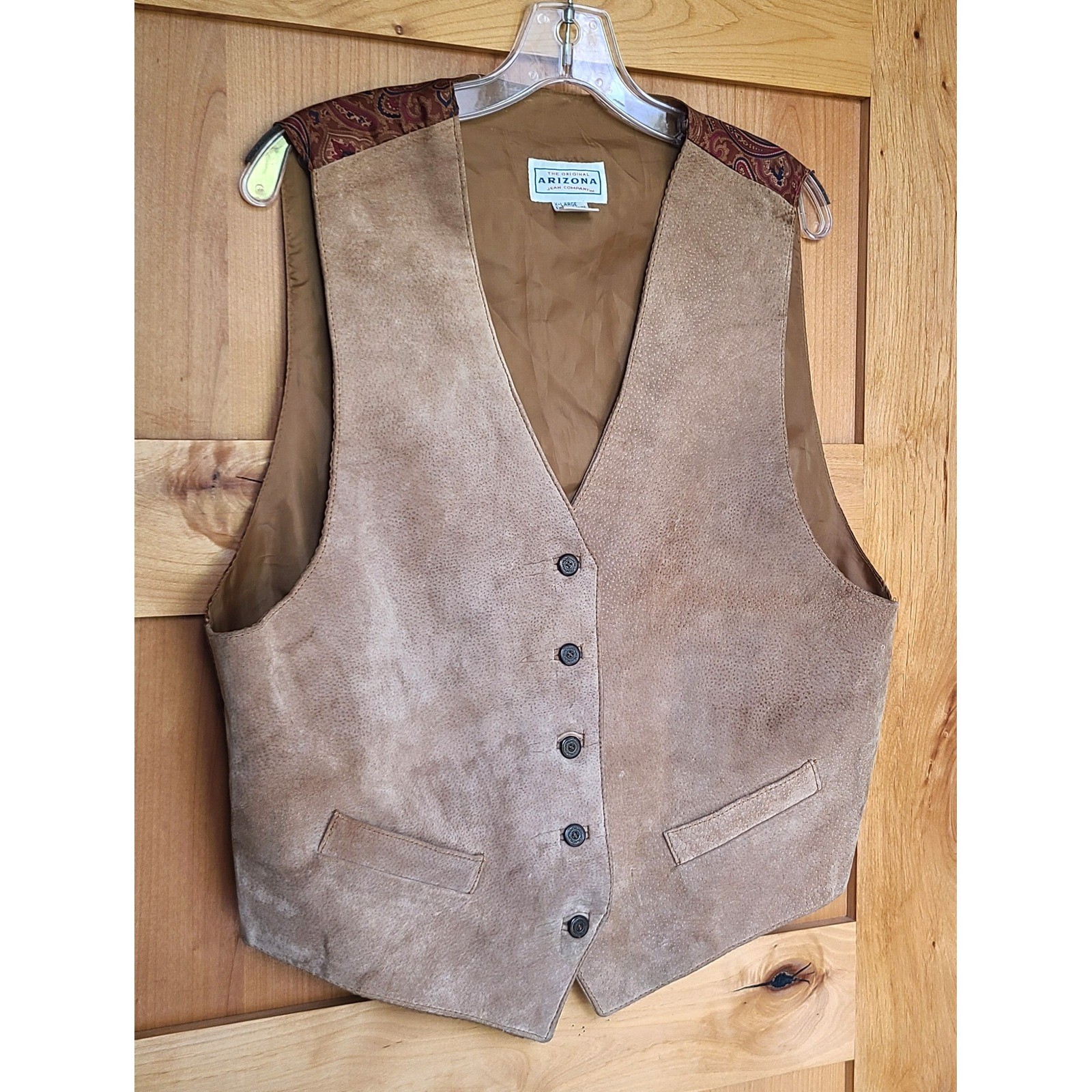 Arizona 100% Genuine Leather XL Brown Western Button Vest Cowgirl Festival Boho