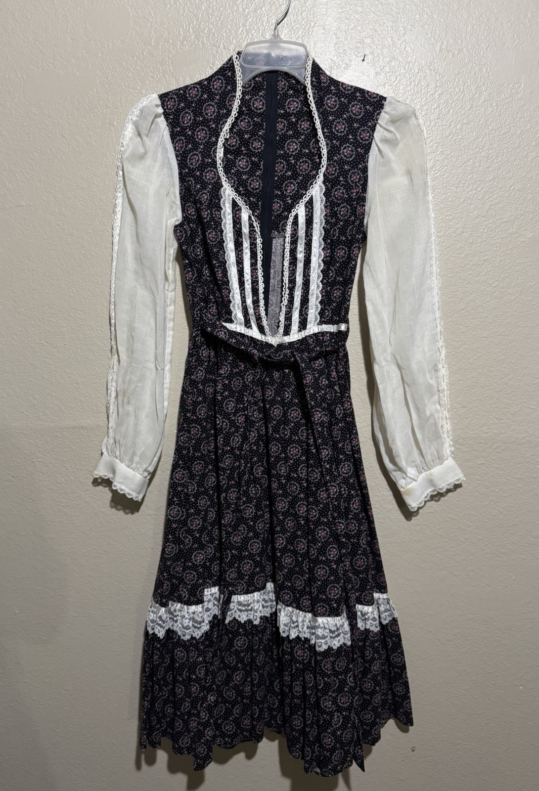 Vintage 70s Gunne Sax by Jessica Floral Maxi Dress Prairie Peasant Size 5