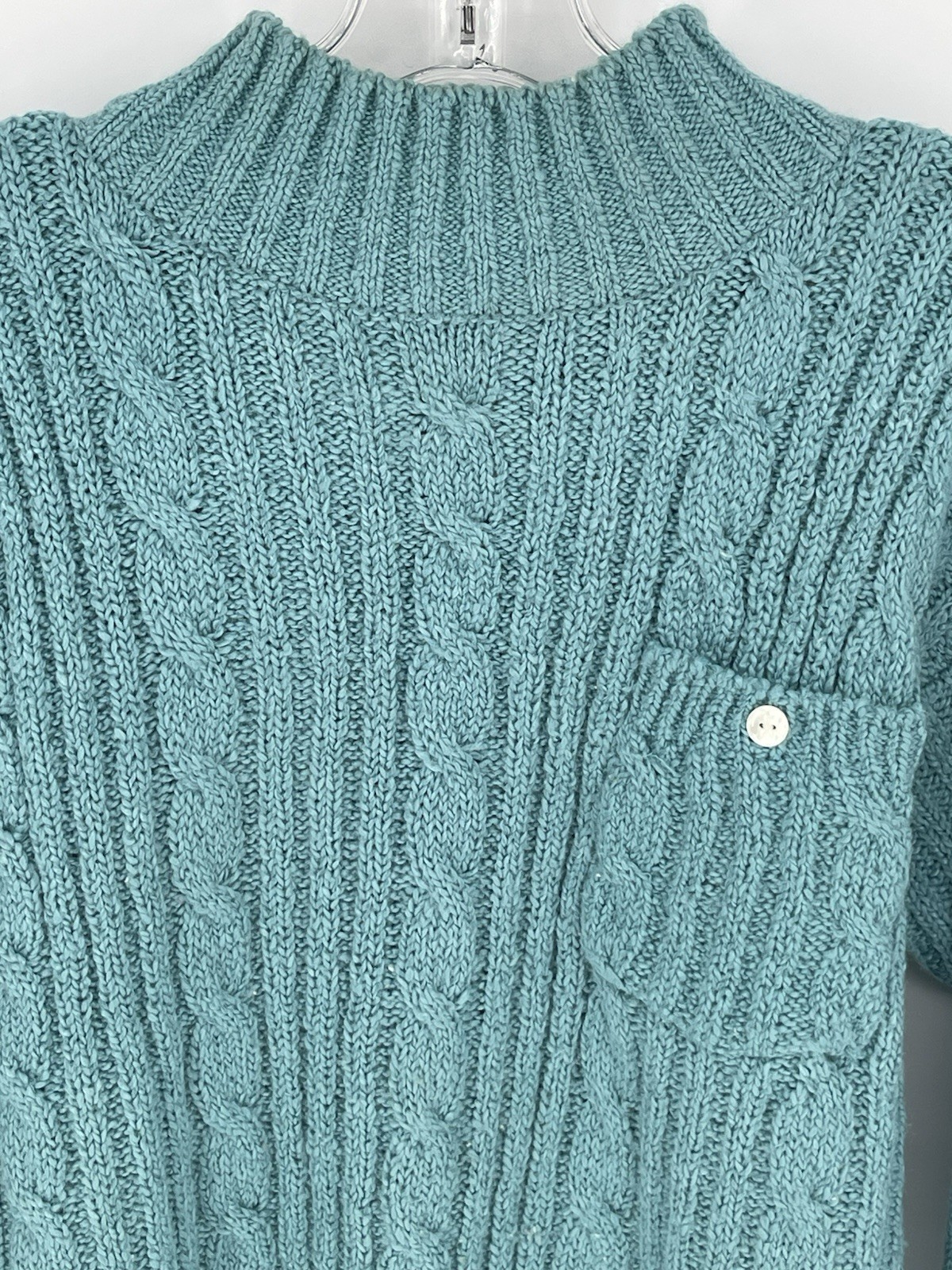 Vintage Sweater Blue Chunky Knit Mock Neck Sz Small Partners Mervyns Womens