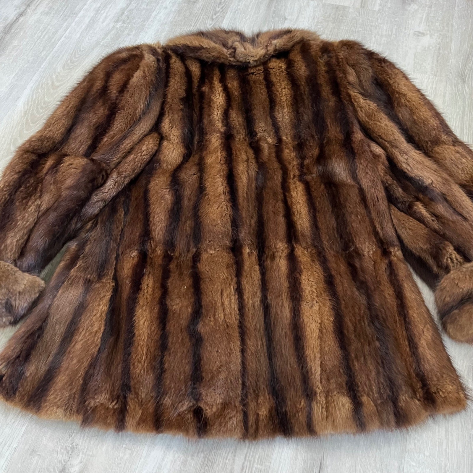 Vintage Nigbor Fur Coat Co Genuine Ranch Mink Fur Coat Jacket Brown Womens L?