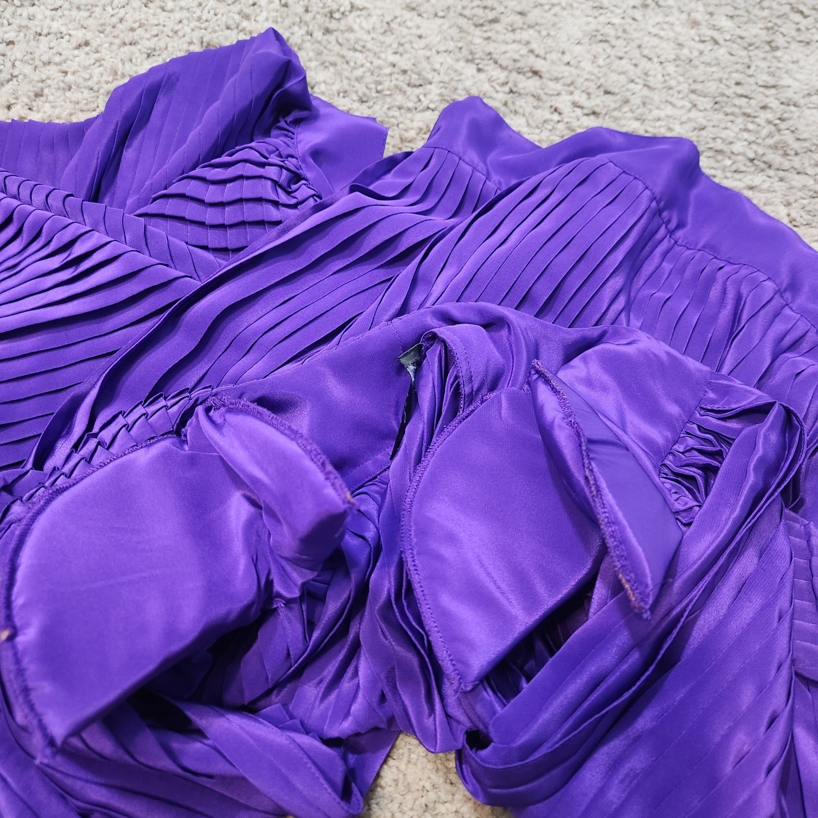 Suzelle Vintage 80s Purple Pleated Honeycomb Smocked Balloon Sleeve Blouse Med/L