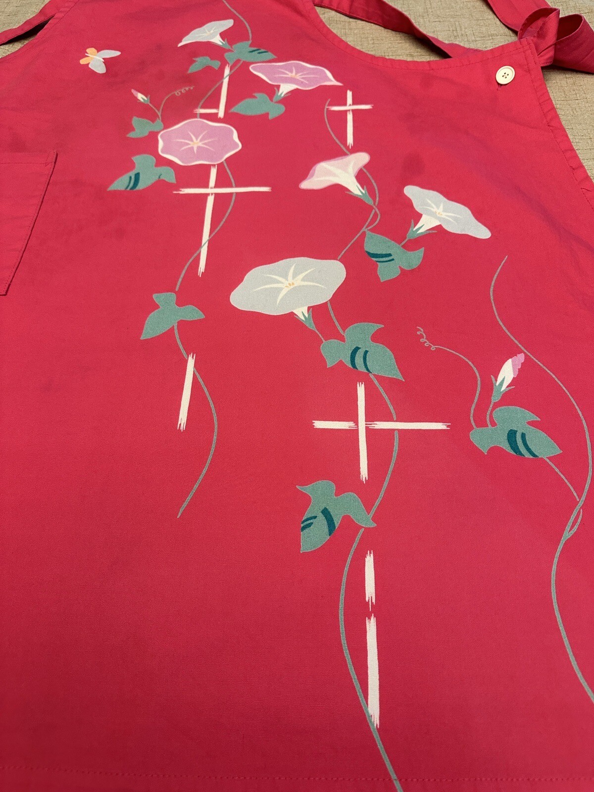 HANAE MORI Apron Vintage JAL Japanese Airlines Uniform Designer Floral VTG