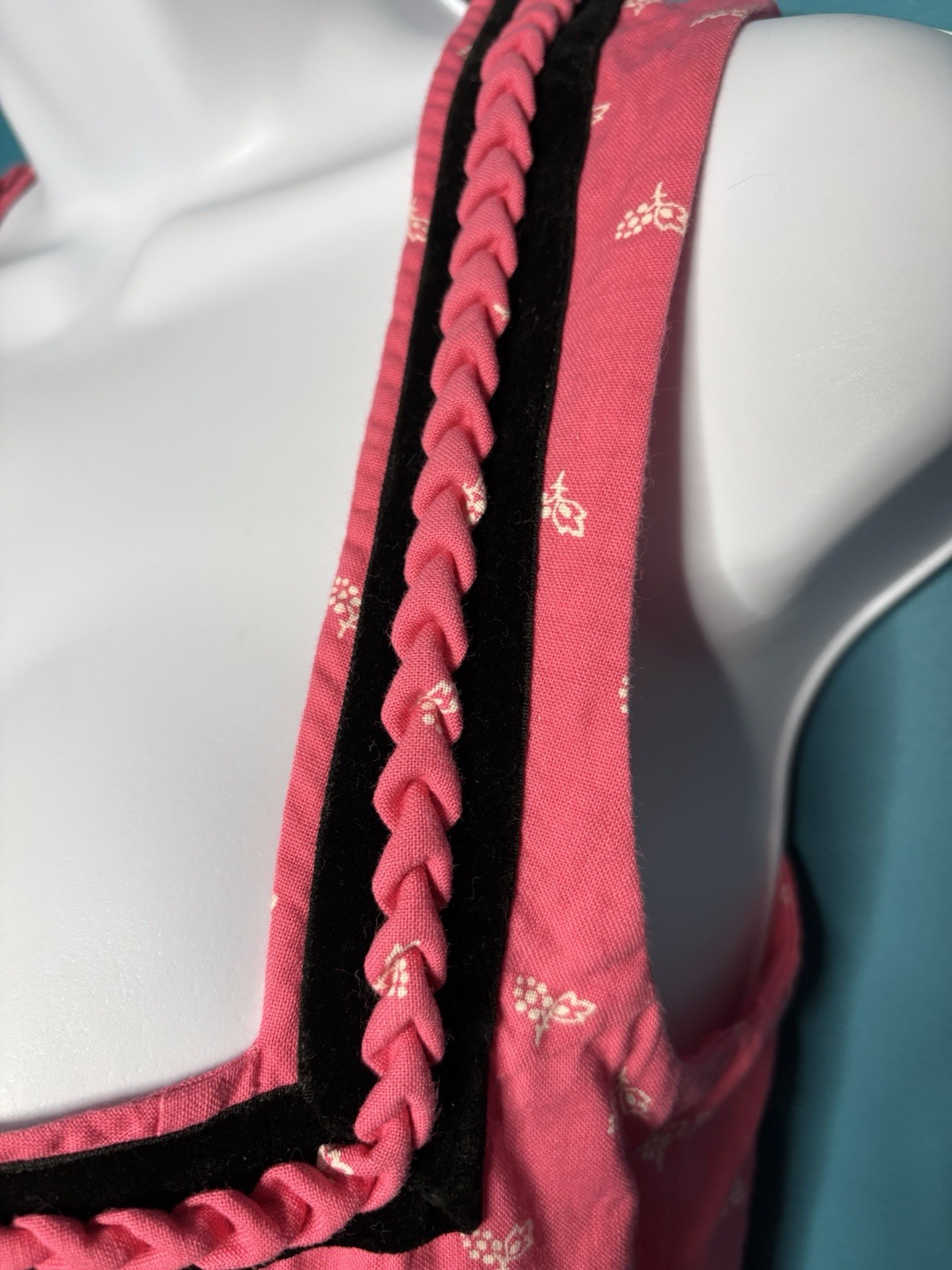 Vtg 40s Lanz of Salzburg Bavarian Cotton Traditional Drindl Pink White Sz S