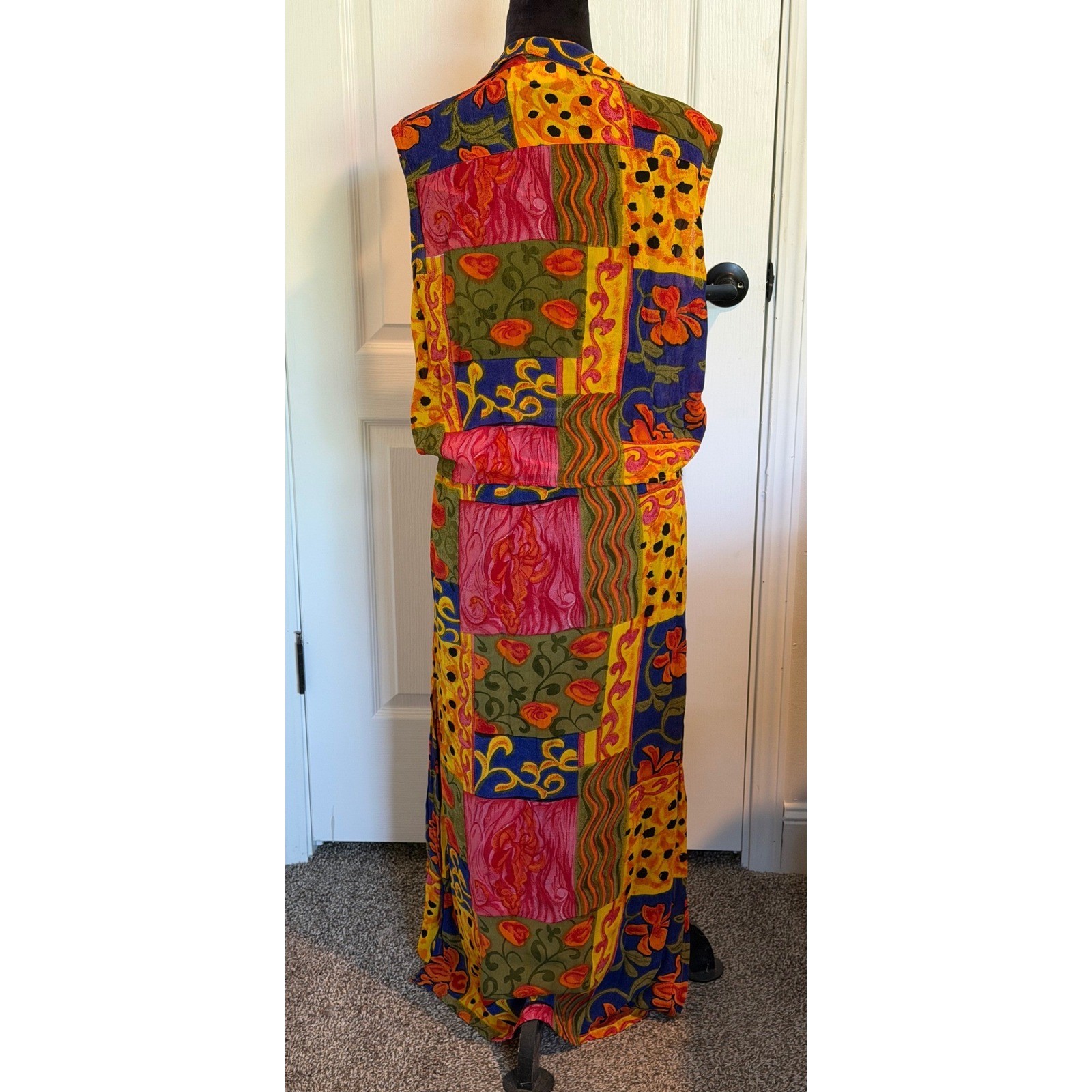 Chicos Design Vintage Set Sleeveless Tie Front Size 3 Midi Skirt Size 1 Resort