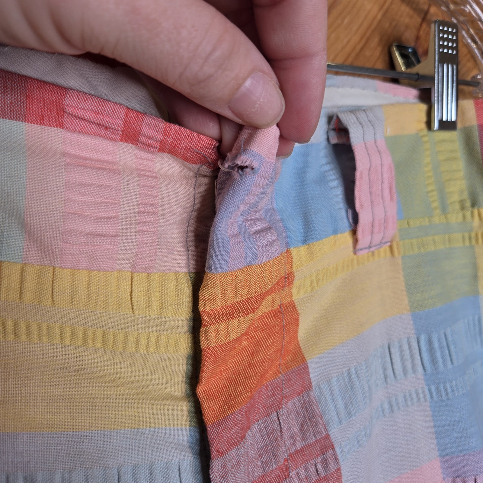 Rare Vintage 70s Plushbottoms High Waisted Rainbow Plaid Bell Bottoms 25″