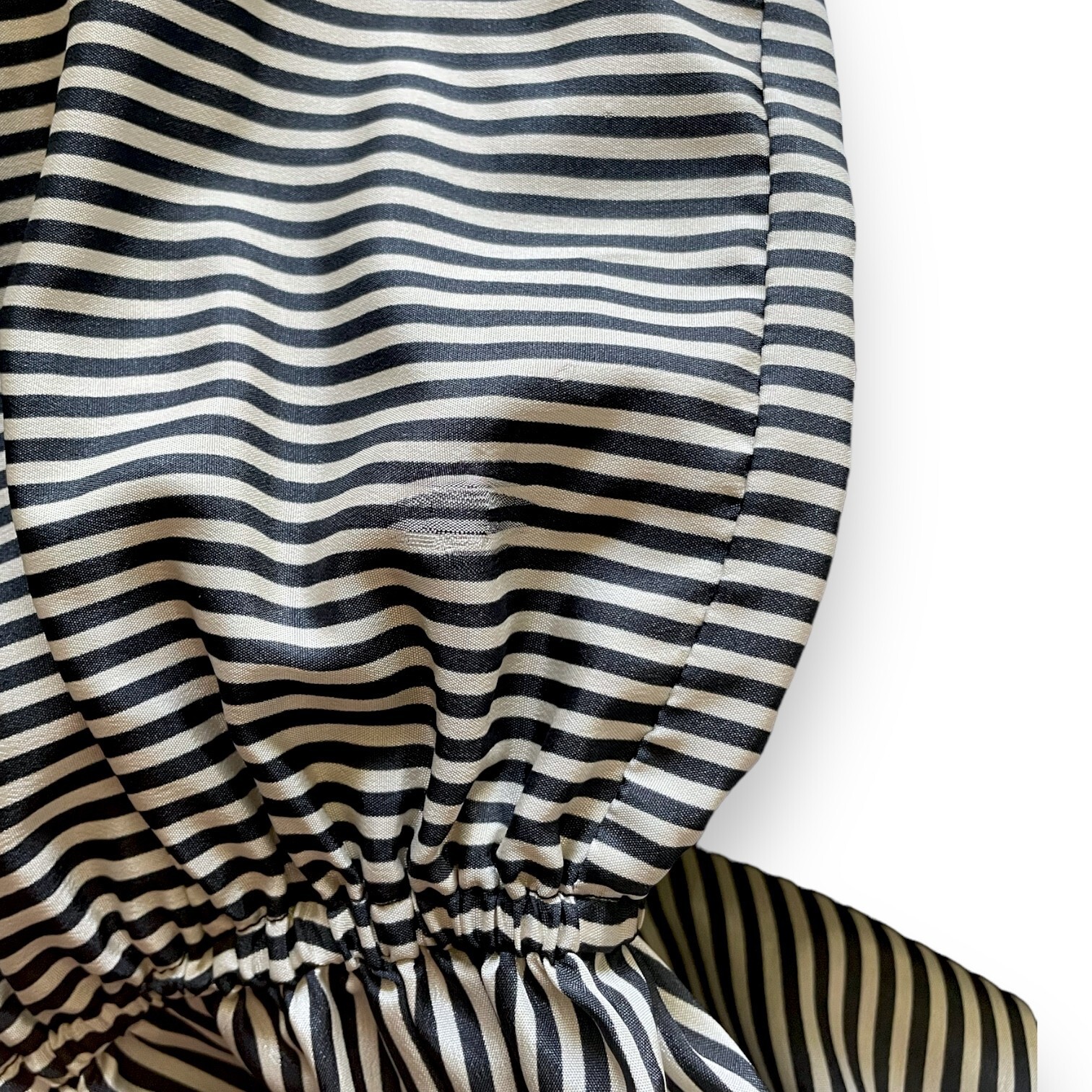 Vintage 80s Alison Peters Black and White Striped Aline Leather Fringe Tie Belt