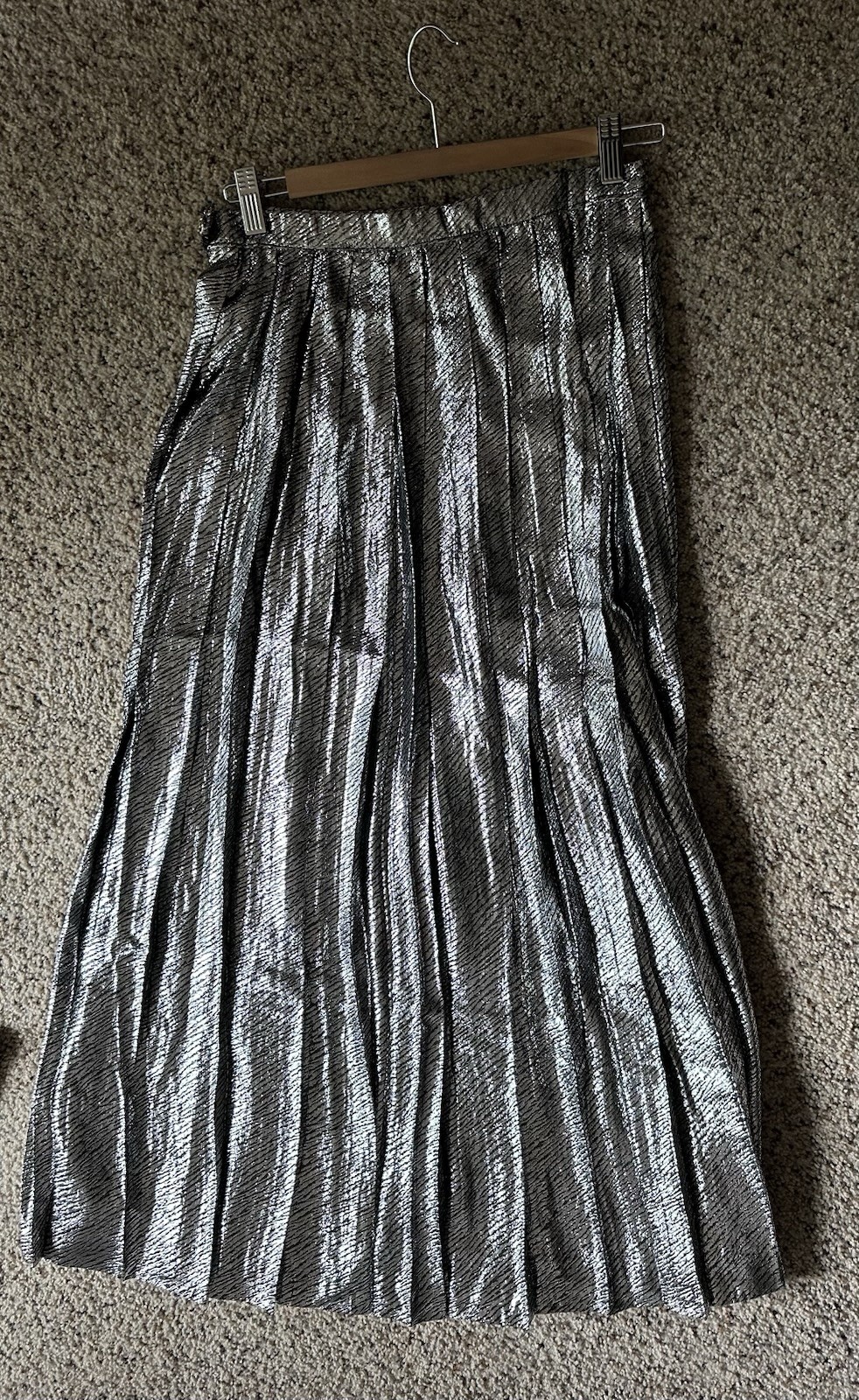 Constance Saunders Richard Warren Vintage Metallic Pleated Skirt Sz 10