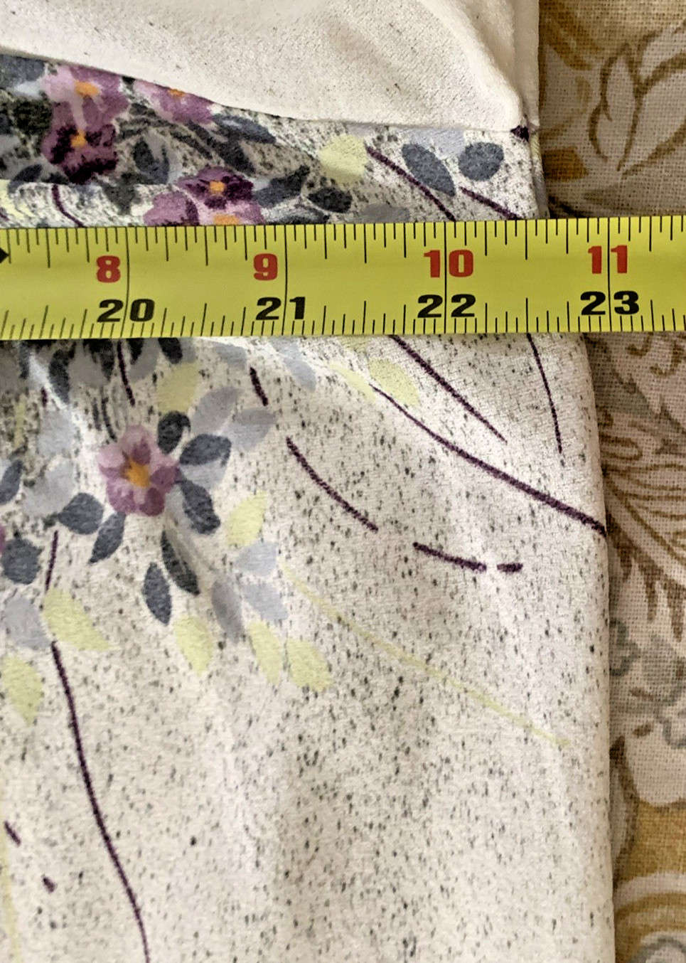Cinch Neck Maxi Night Gown Cottage Prairie Vintage Lavender Floral 1960s Size L