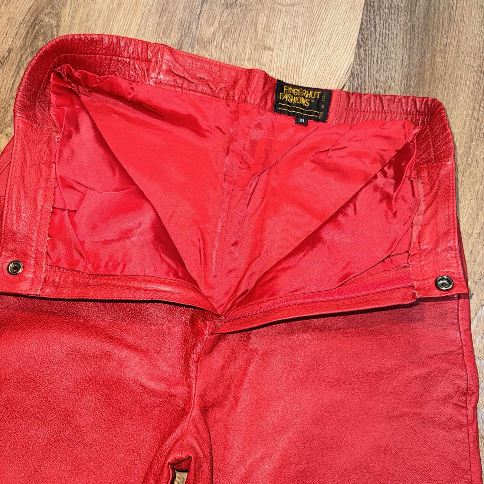 Vintage Leather Pants Womens 10 Red 1980s Rocker Grunge New Wave 80s 30 x 29
