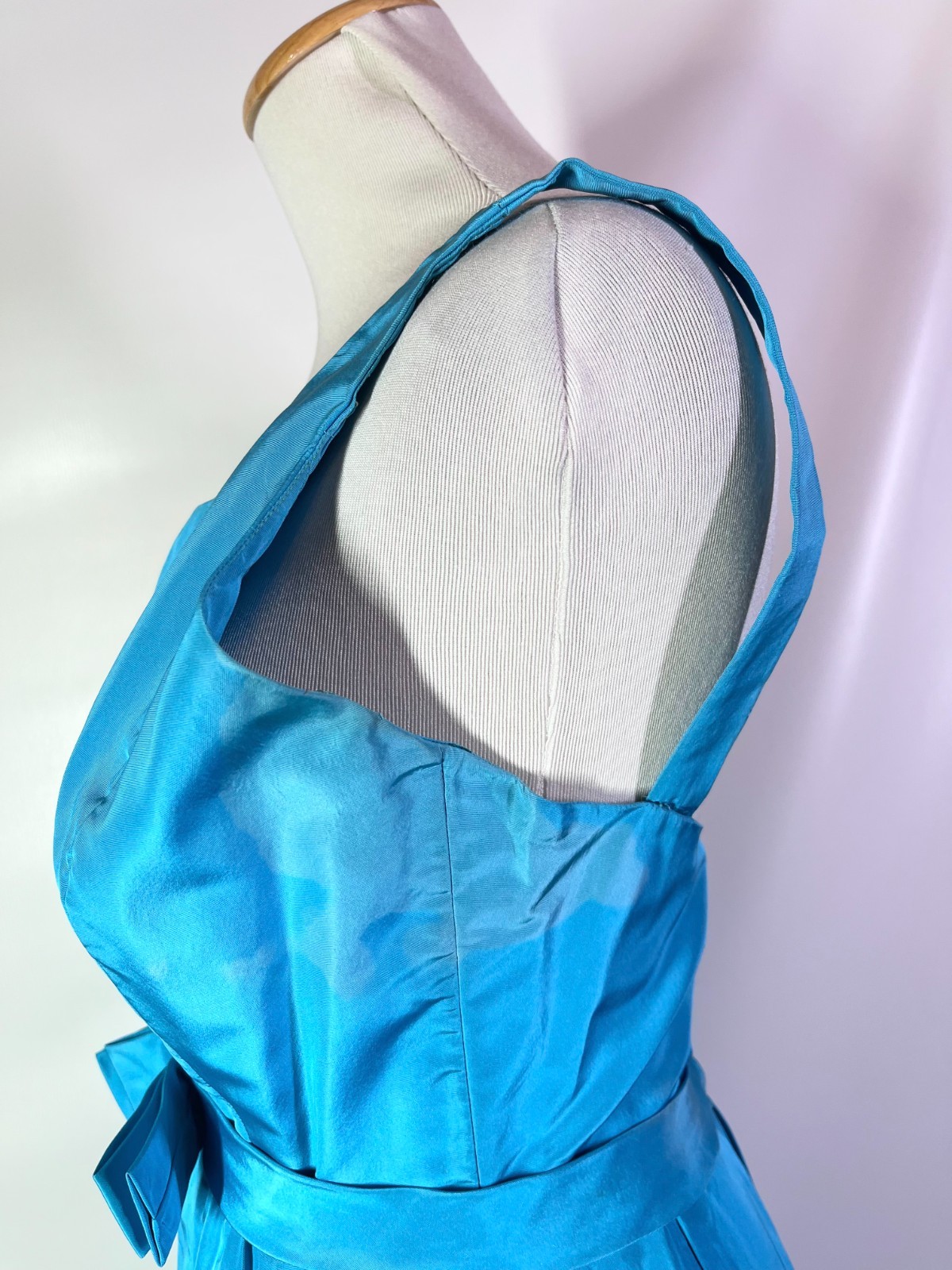 Vintage 50s Henri Bendel Young Timers Sleeveless Blue-Green Gown Pockets *Flaws