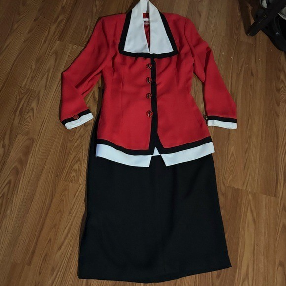 VTG 80’s Anthony Sicari Red 2- Piece Blazer Skirt Set Made in USA Retro Rare
