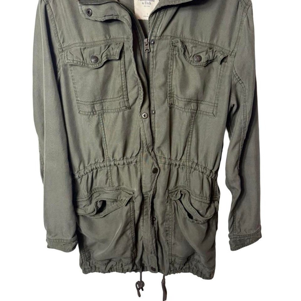 Abercrombie & Fitch zip-up hooded jacket chore fisherman vintage y2k green SMALL