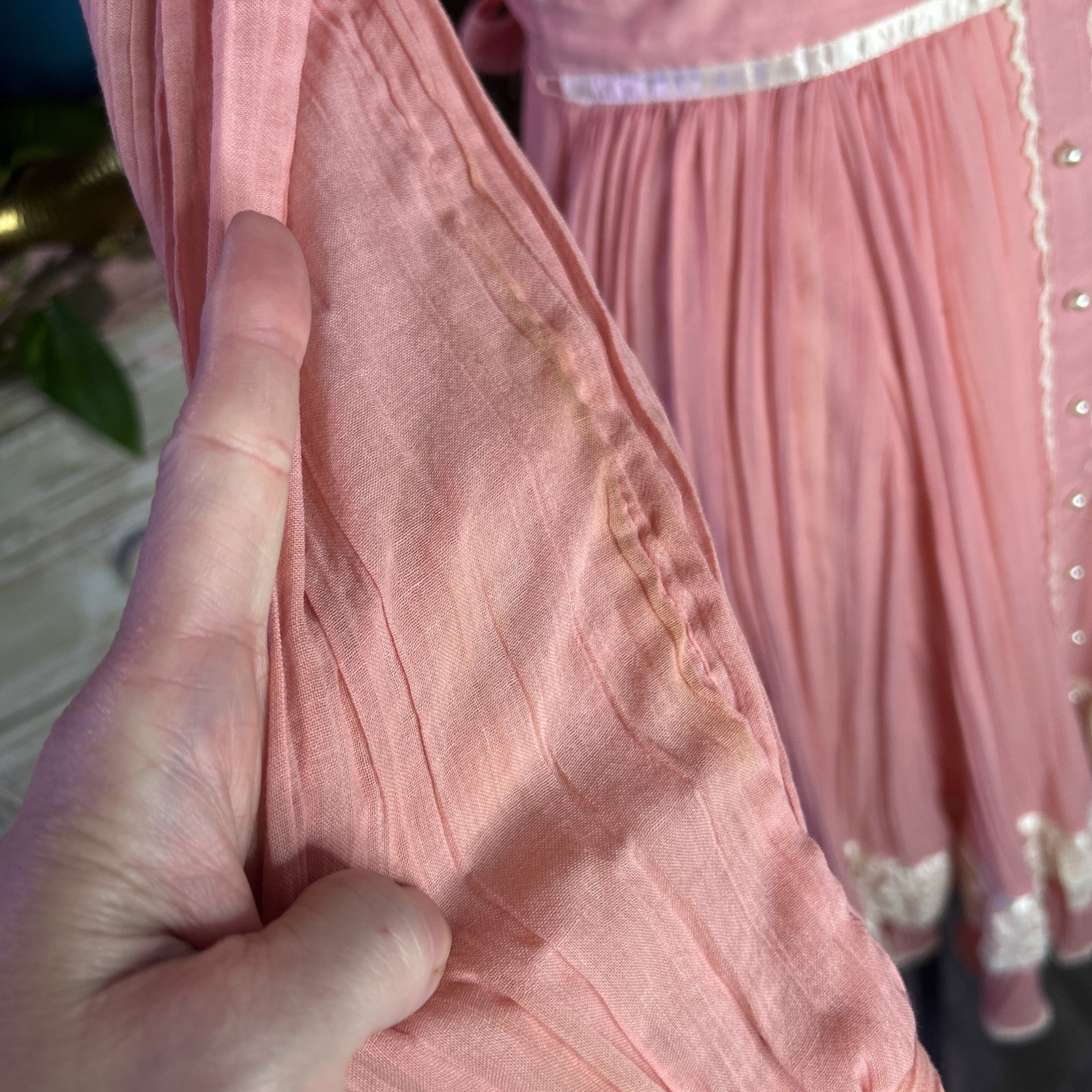 1970s Gunne Sax Pink Prarie Dress Size XS 10 Victorian Revival Country Western