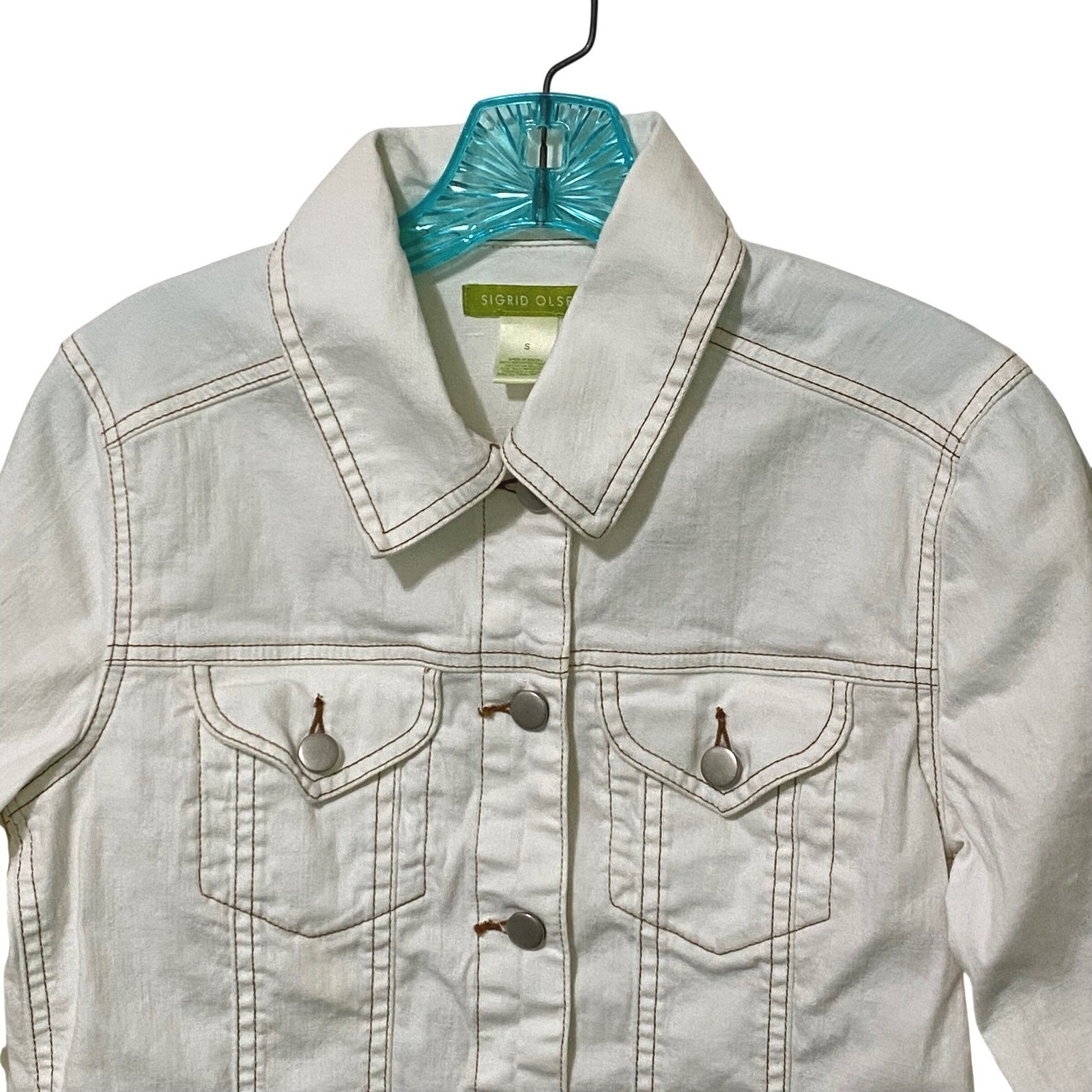 Vtg 80s 90s Womens Trucker Jean Jacket S Cream White Western Rodeo Cowgirl Boho