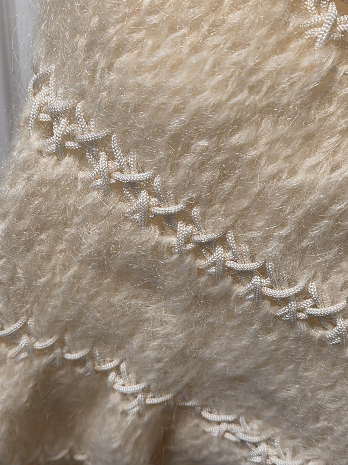 Beige Mohair Wool Cardigan Fully Lined by Cyn Les Hong Kong Vintage Size Large