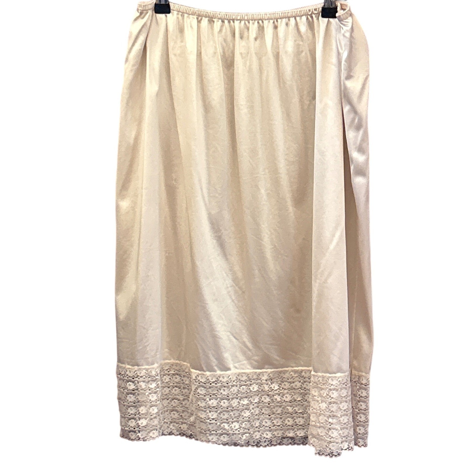 Vintage Miss Diva Cream Half Slip Skirt Lingerie Coquette Dollette Lace Hem