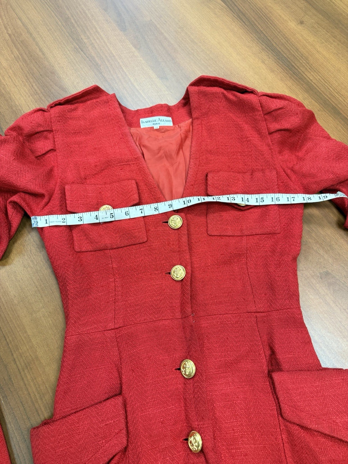 Vintage Isabelle AllardParis Red Nautical Dress AnchoGold Buttons Belted France