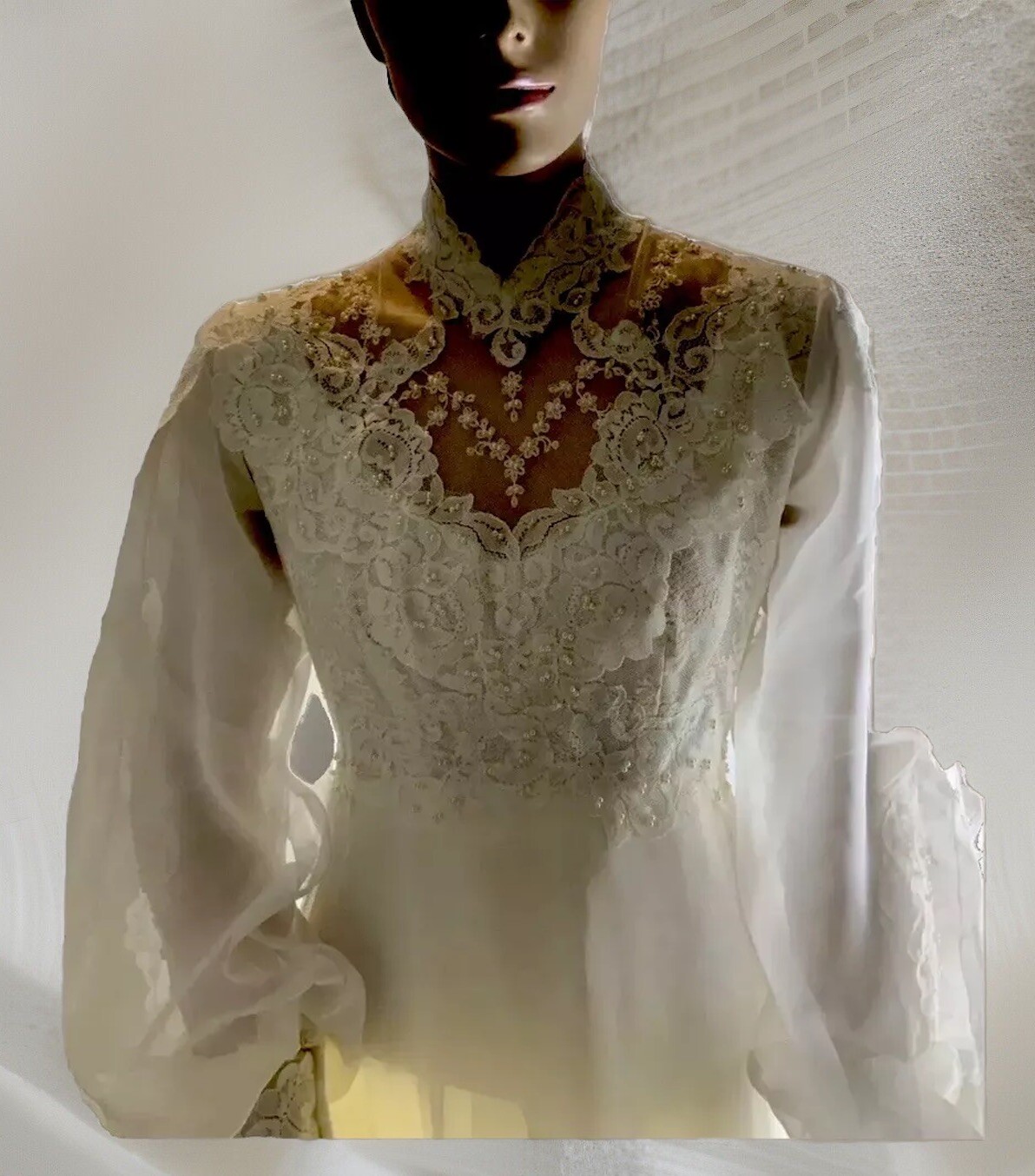 Vtg 1980’s Wedding Dress Powder Puff White Cottage Core Small-Med